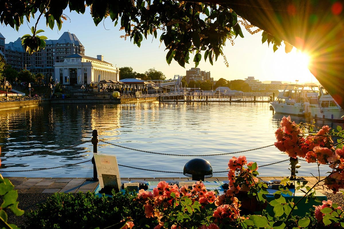 Sunlight on the water in Victoria, British Columbia.