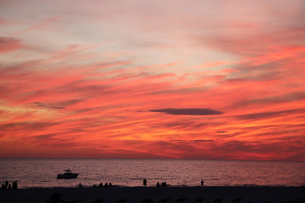 Dusk over the Gulf, seen from a beach on Marco Island, Florida.