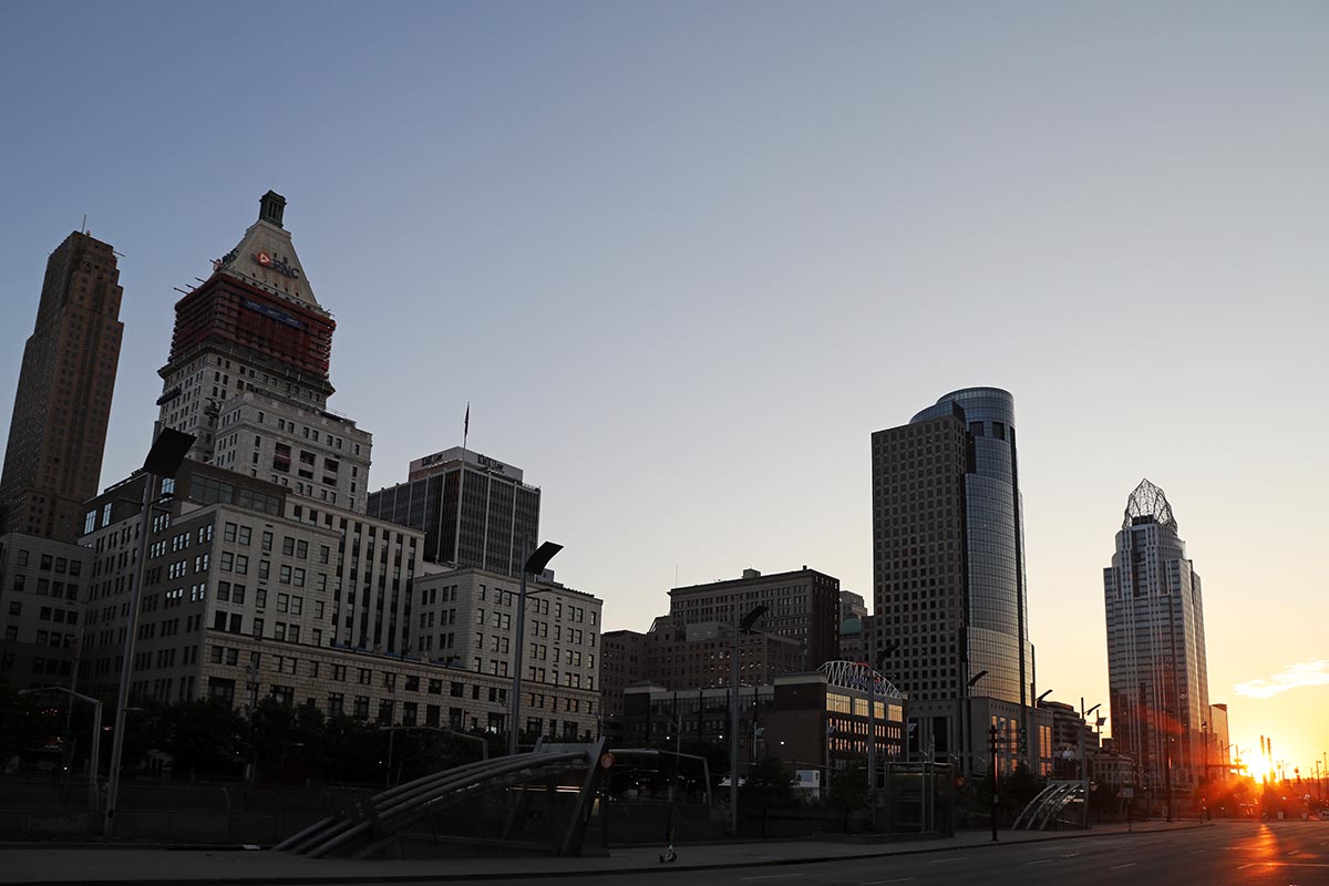 Sunrise in Cincinnati, Ohio, one of many cities in North America that are well worth visiting.