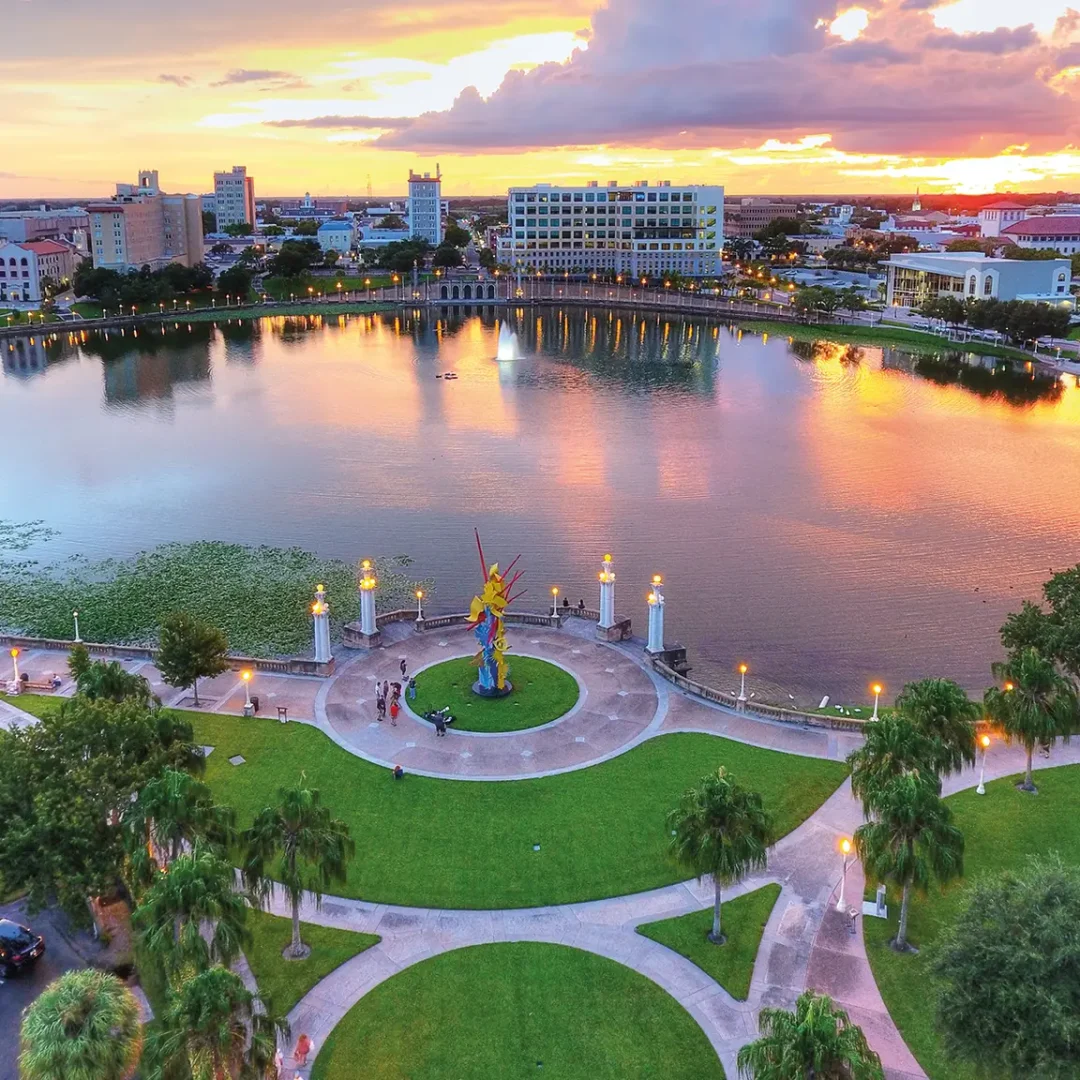 Downtown Lakeland at sunset