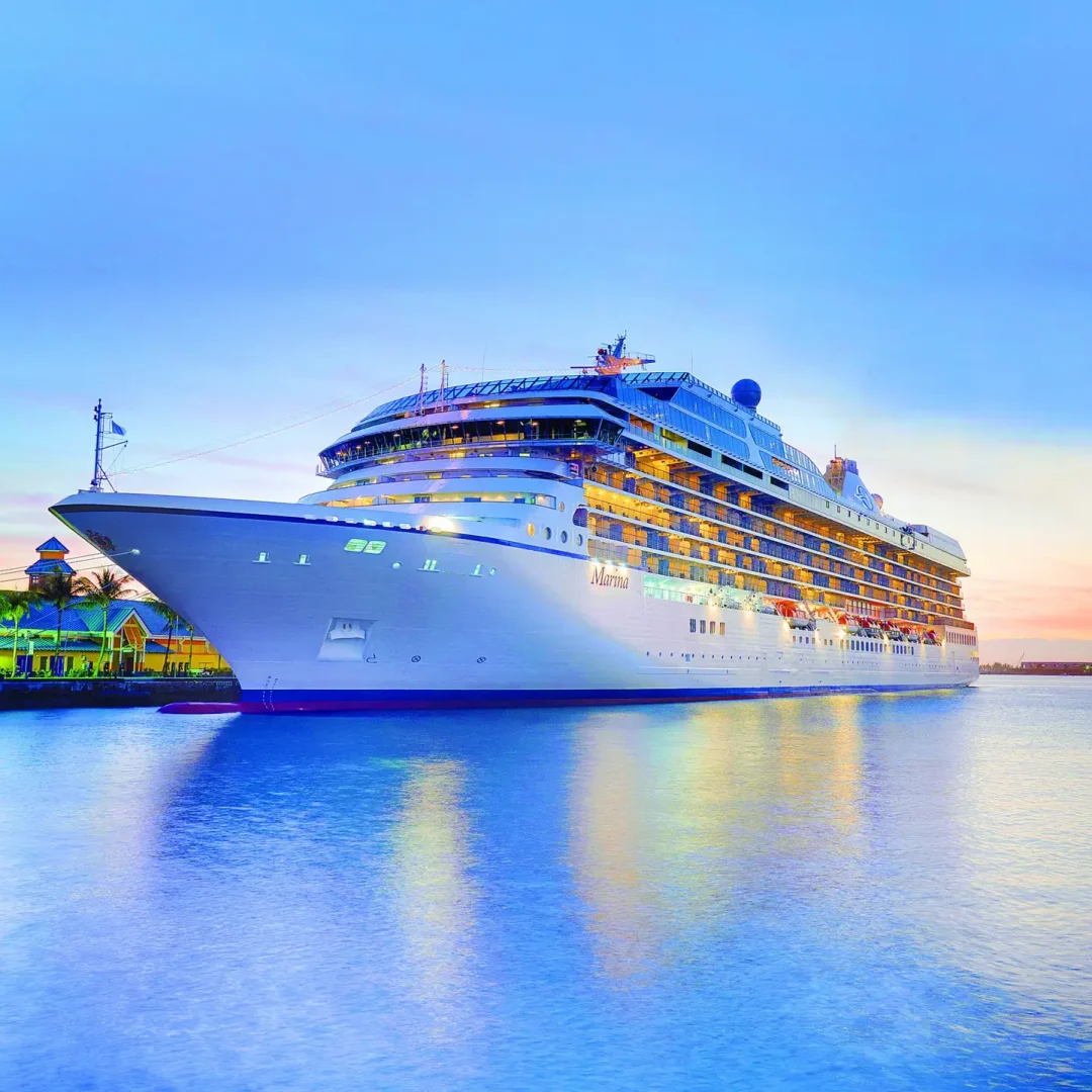 An Oceania ship in port in Nassau, Bahamas