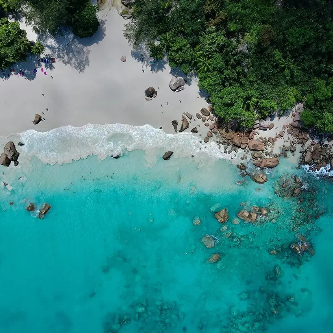 The Seychelles consists of more than 100 islands in the Indian Ocean.