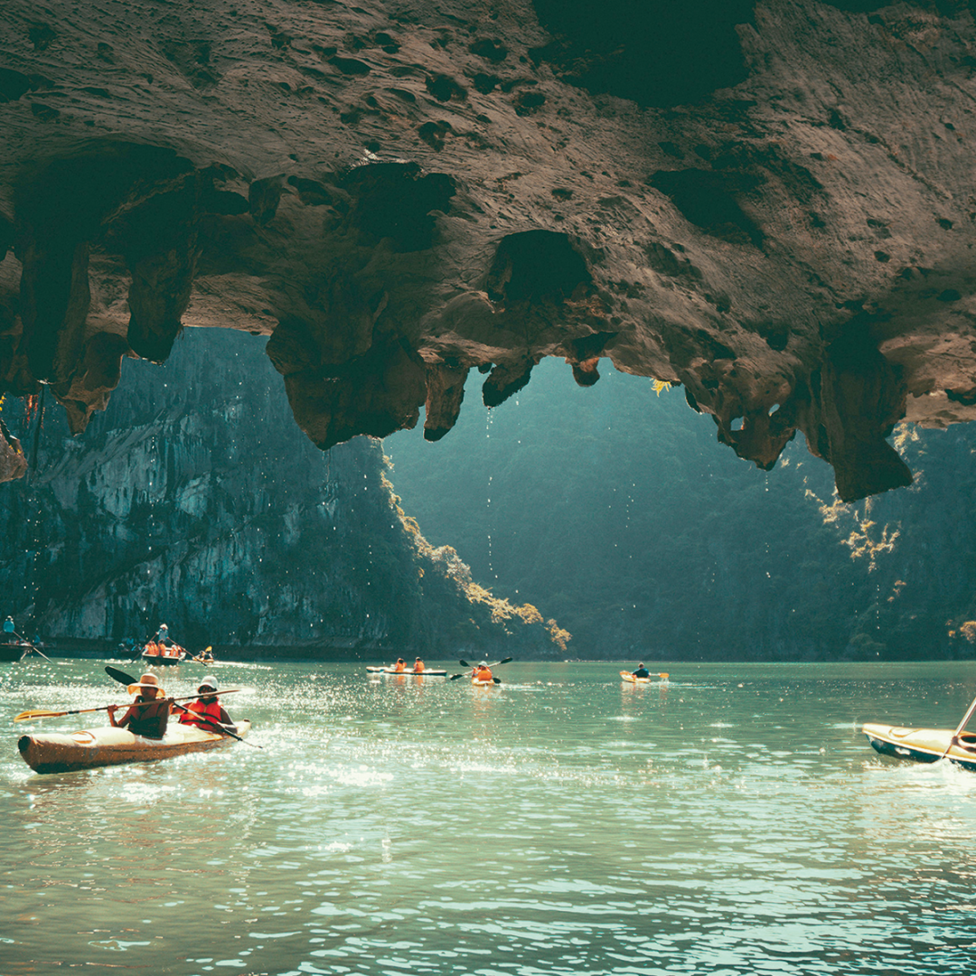 Kayaking through the limestone karsts