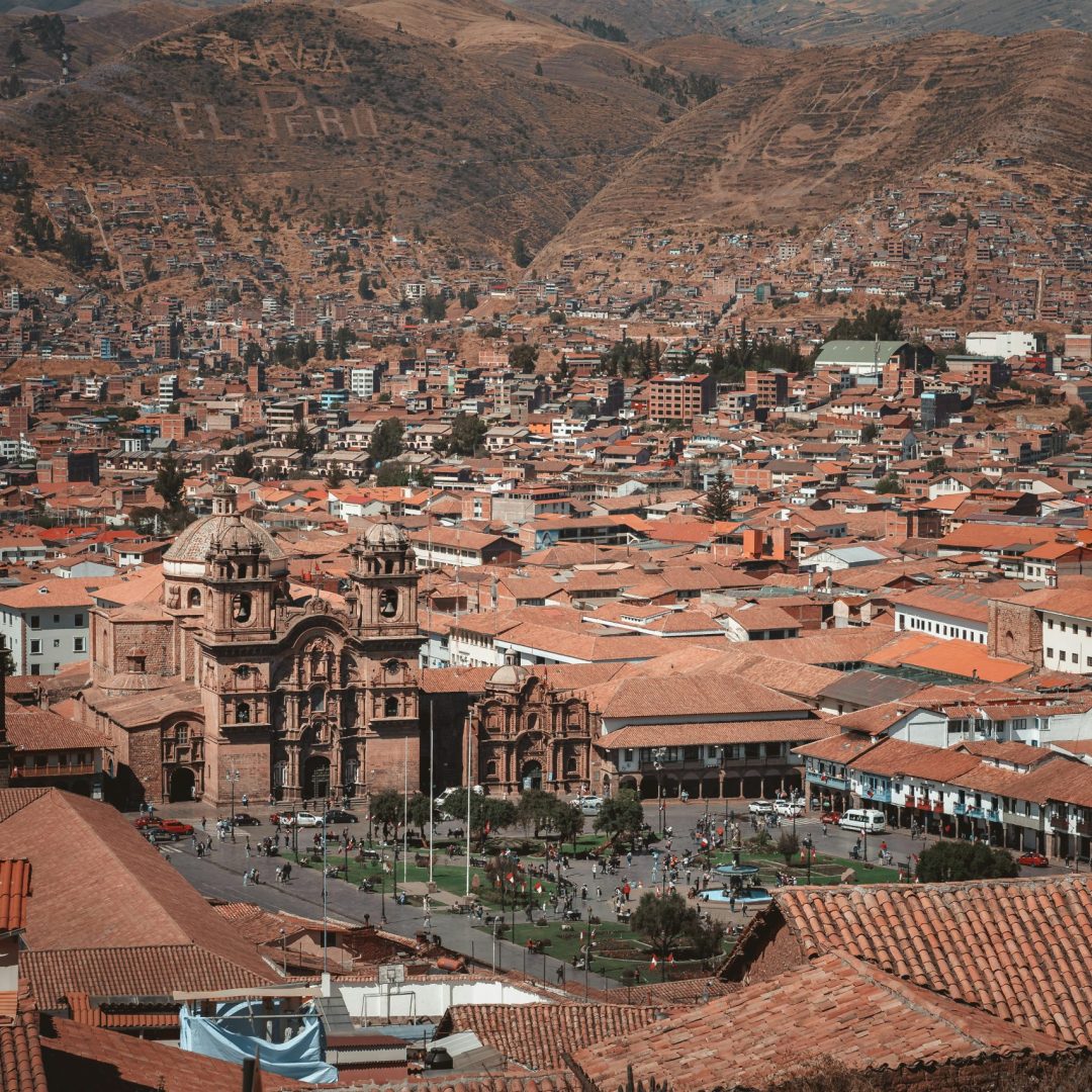 A view of the rooftops of Cusco, a city in the Andes in Peru