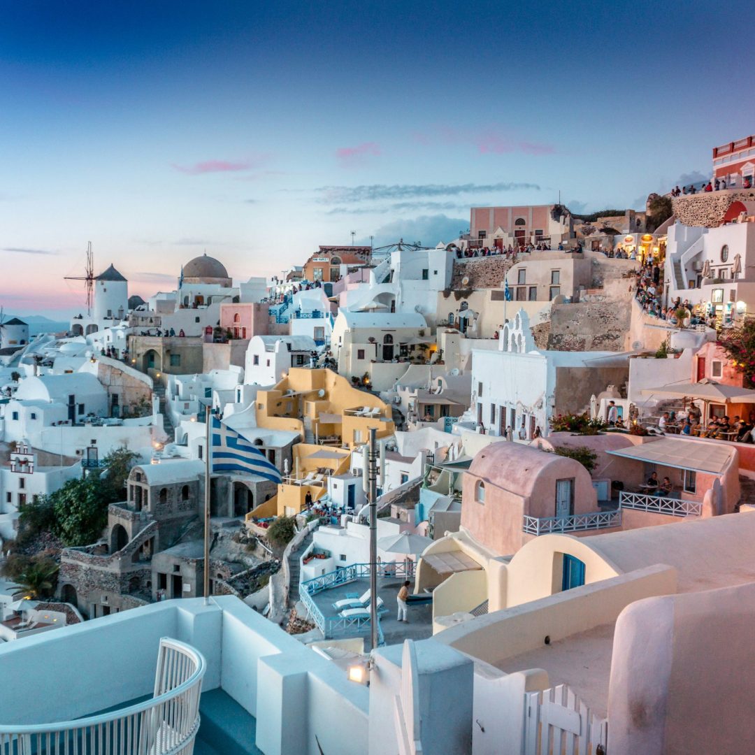 Sunset on the picturesque island of Santorini